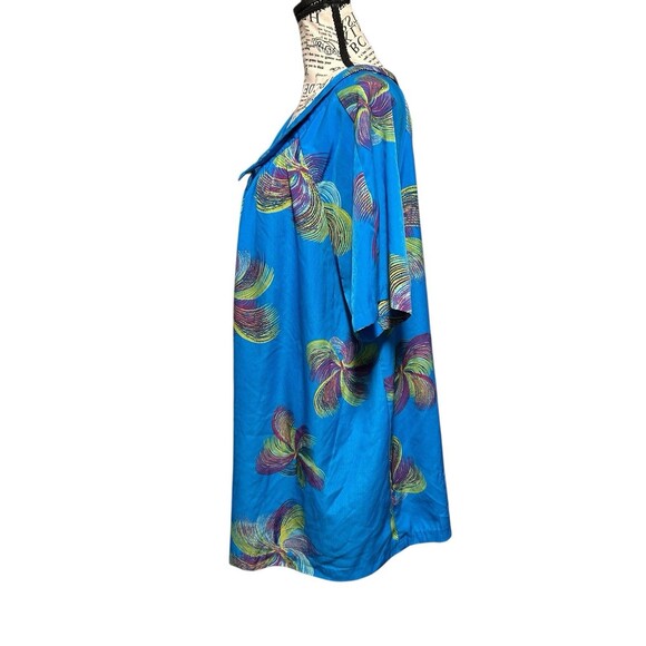 Roamans‎ Size 3X Tunic Top Blouse Shirt Blue Floral Smock Peter Pan Collar Flowy - Picture 3 of 8